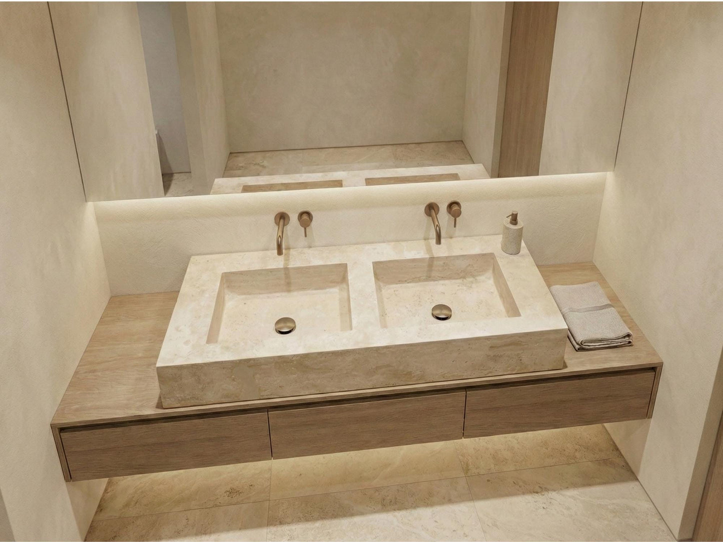 Custom Travertine Double Sink