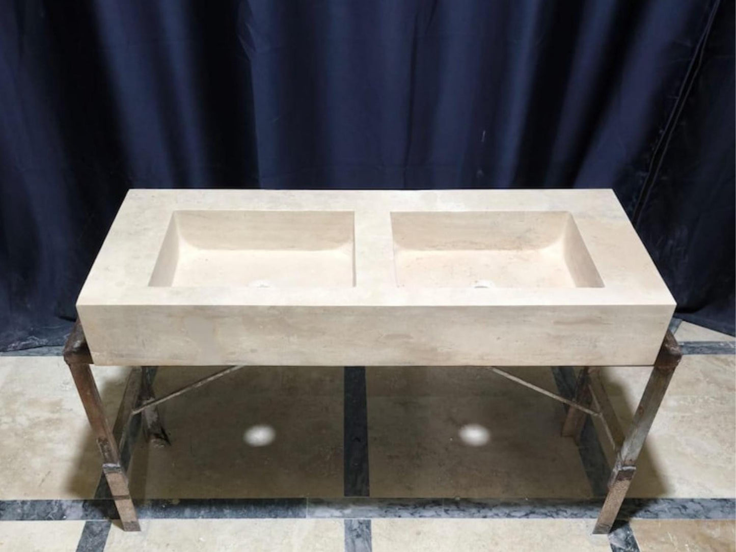 Custom Travertine Double Sink