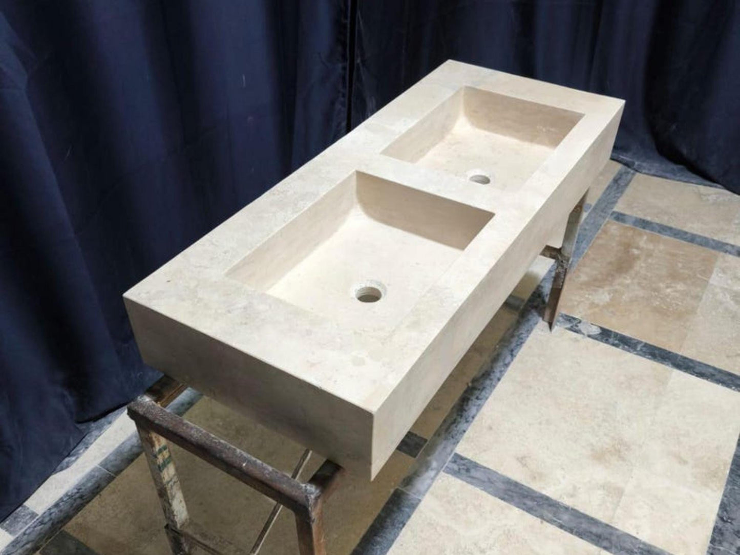Custom Travertine Double Sink