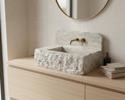 Travertine Sink with Backsplash