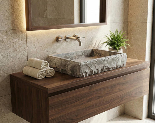 Silver Travertine Thin Edge Sink