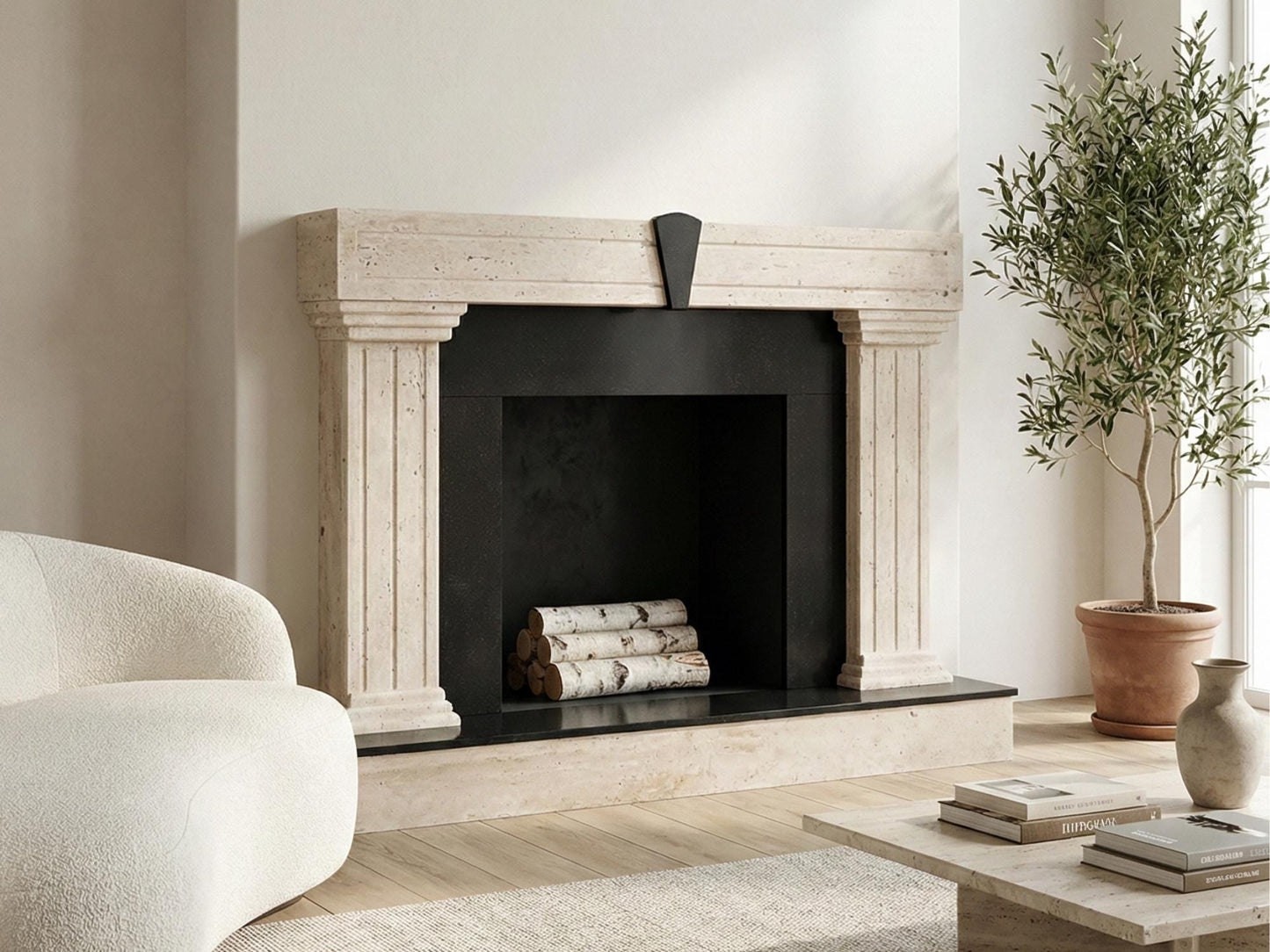 Travertine Fireplace Mantel Surround
