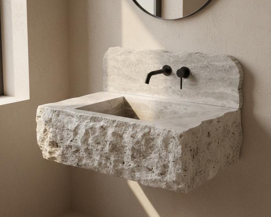 Travertine Sink with Backsplash