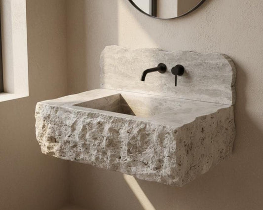 Travertine Sink with Backsplash